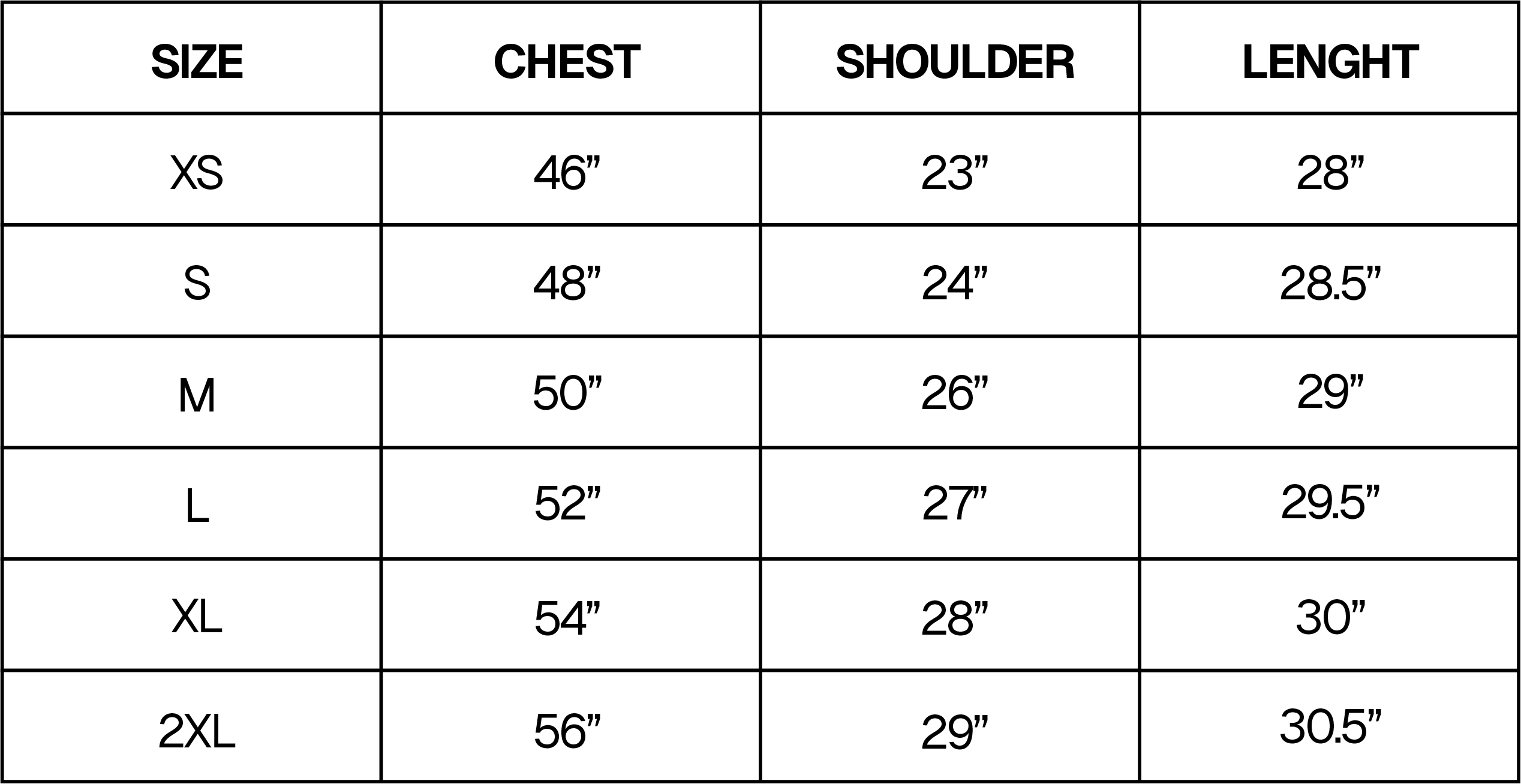Snakes & Roses Hoodie Size Chart